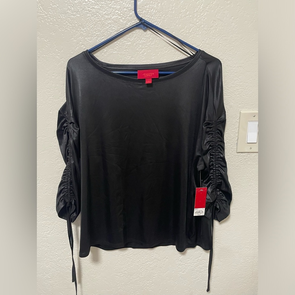 Ruched Sleeve Wedge Top